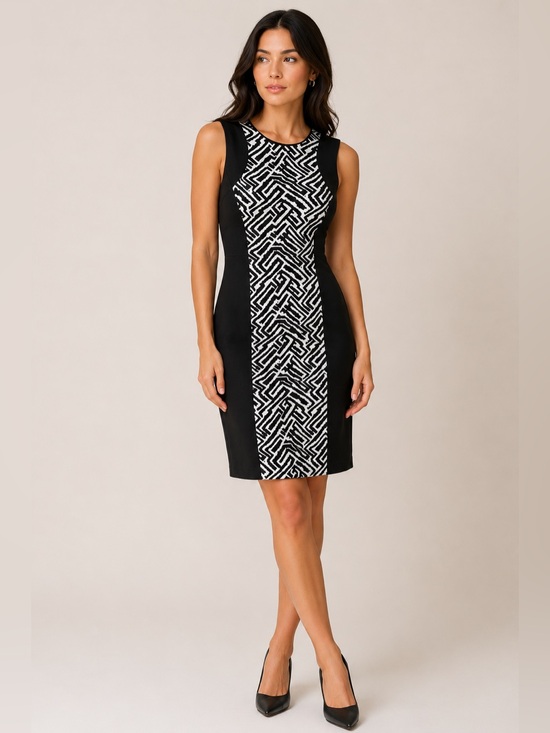 Calvin Klein Dresses & Skirts - Calvin Klein Black and White Sheath Dress Knee-Length Halter for Cocktail